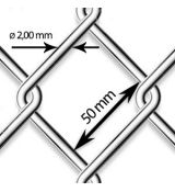 Pletivo pozinkované Zn - drôt Ø 2,0mm; oko 50mm; výška 125cm