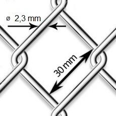 Pletivo pozinkované Zn - drôt Ø 2,3mm; oko 30mm; výška 160cm