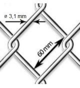 Pletivo pozinkované Zn - drôt Ø 3,1mm; oko 60mm; výška 200cm