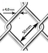 Pletivo pozinkované Zn - drát Ø 4,0mm; oko 50mm; výška 125cm