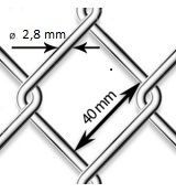 Pletivo pozinkované Zn - drôt Ø 2,8mm; oko 40mm; výška 100cm