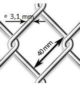 Pletivo pozinkované Zn - drôt Ø 3,1mm; oko 40mm; výška 100cm