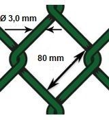 Pletivo oborové PVC - drôt Ø 3,0mm; oko 80mm; výška 100cm