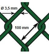 Pletivo oborové PVC - drôt Ø 3,5mm; oko 100mm; výška 100cm