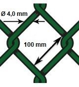 Pletivo oborové PVC - drôt Ø 4,0mm; oko 100mm; výška 100cm