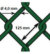 Pletivo oborové PVC - drôt Ø 4,0mm; oko 125mm; výška 100cm