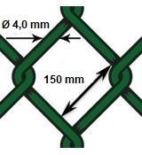 Pletivo oborové PVC - drôt Ø 4,0mm; oko 150mm; výška 100cm