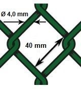 Pletivo poplastované PVC - drôt Ø 4,0mm; oko 40mm; výška 160cm 10 m