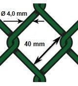 Pletivo poplastované PVC - drôt Ø 4,0mm; oko 40mm; výška 160cm