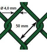 Pletivo poplastované PVC - drôt Ø 4,0mm; oko 50mm; výška 160cm