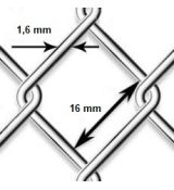 Pletivo pozinkované Zn - drôt 1,6mm; oko 16mm; výška 100cm